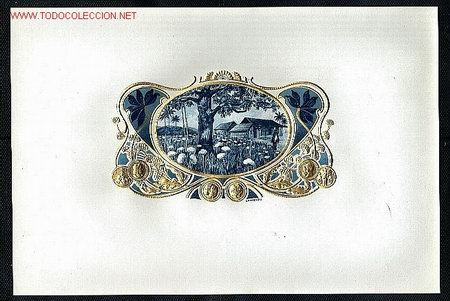 Etiquetas antigas: Etiqueta de tabaco modernista CAMPO DE ALGODON, en relieve