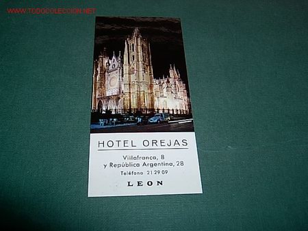 Etiquetas antiguas: ETIQUETA HOTEL  OREJAS   LE&Oacute;N