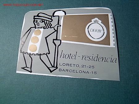 Etiquetas antiguas: BARCELONA  - ETIQUETA  HOTEL RESIDENCIA DERBY    CATALU&Ntilde;A