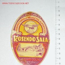 Etiquetas antiguas: CAMPRODON **** ROSENDO SALA (CAMPRODON-GERONA). Lote 2509022