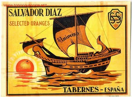 Etiquetas antiguas: CARTEL ITO ETIQUETA NARANJAS UNIVERSO BARCO VELERO SALVADOR DIAZ TABERNES VALENCIA ORIGINAL K5