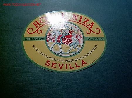 Etiquetas antiguas: ETIQUETA  HOTEL NIZA   SEVILLA