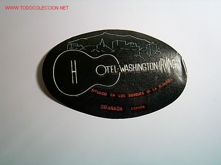 Etiquetas antiguas: ETIQUETA HOTEL   WASHINGTON - IRVING    GRANADA