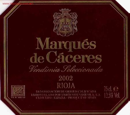 Etiquetas antiguas: Etiqueta Vino Marqu&eacute;s de C&aacute;ceres