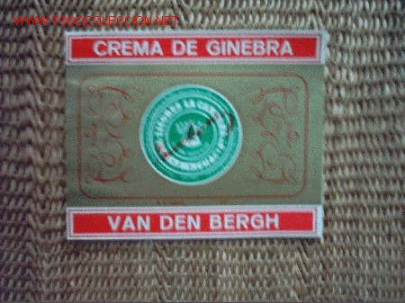 Etiquetas antiguas: ANTIGUA ETIQUETA DE CREMA DE GINEBRA VAN DEN BERGH. LICORES LA CAMPANA. FIRMADA
