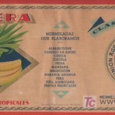 Etiquetas antiguas: ANTIGUA ETIQUETA LA ESFERA MERMELADA DE FRUTAS TROPICALES CLASE SELECTA UNION AGRICOLA CONSERVERA. Lote 9776088