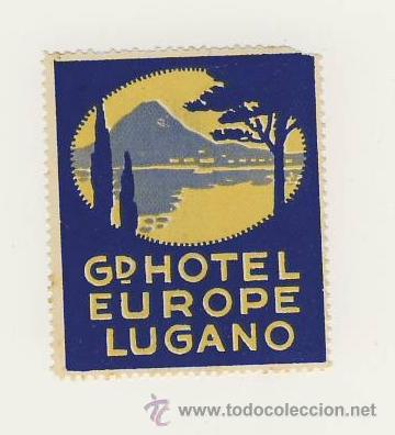 Etiquetas antiguas: Etiqueta HOTEL -ITALIA-HOTEL EUROPE -LUGANO- ITALIA- 50X40 mm