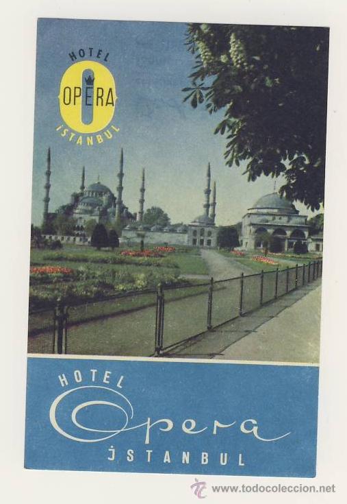 Etiquetas antiguas: Etiqueta Hotel-   TURKIA- HOTEL   OPERA- ESTANBUL- BUENA ILUSTRACION  - MEDIDAS  110 X70 mm