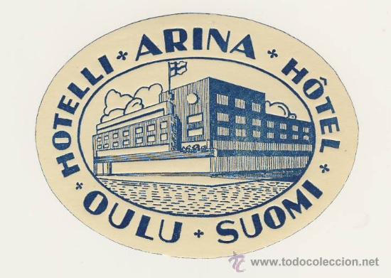 Etiquetas antiguas: ETIQUETA HOTEL-  ARINA-OULU-FINLANDIA-Medidas -110 X 130  mm -