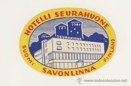 Etiquetas antiguas: ETIQUETA HOTEL - FINLANDIA  SEURAHUONE-SAVONLINNA --Medidas OVAL 60 X 90 mm