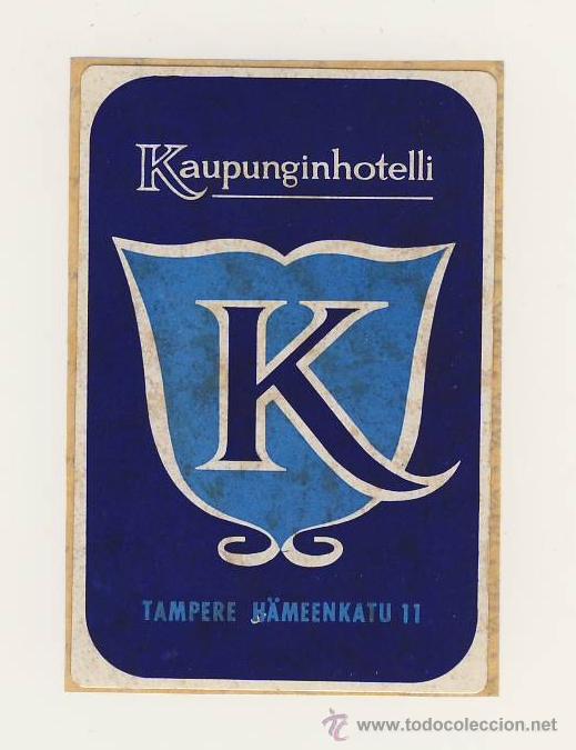 Etiquetas antiguas: ETIQUETA HOTEL - -FINLANDIA-KAUPUNGINHOTELLI-TAMPERE-FINLANDIA-Medidas 95 X 65 mm