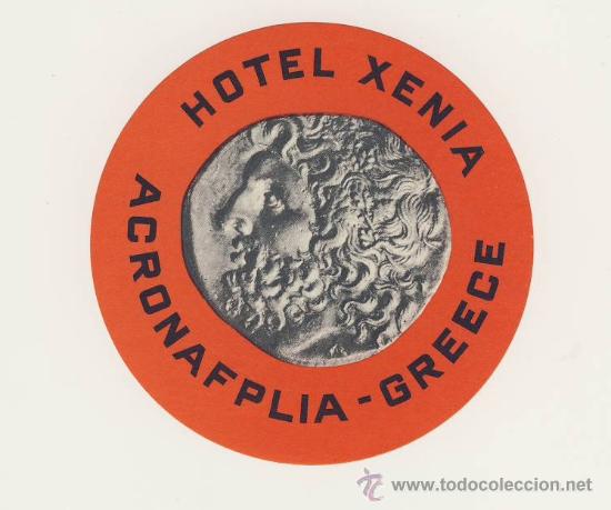 Etiquetas antiguas: ETIQUETA HOTEL - XENIA- ACRONAFPLIA-GRECIA-