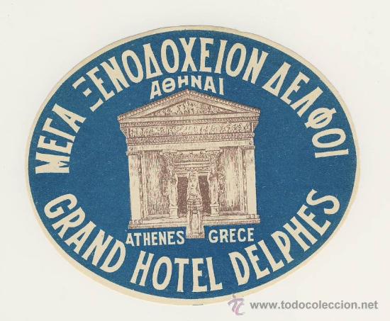Etiquetas antiguas: ETIQUETA HOTEL -DELPHES- ATENAS-GRECIA-