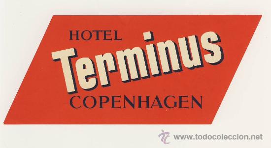Etiquetas antiguas: ETIQUETA HOTEL -DINAMARCA-TERMINUS-COPENHAGEN- DINAMARCA- MEDIDAS IRREGULAR 90 X 200 mm
