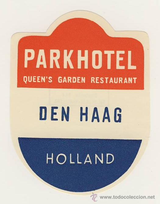 Etiquetas antiguas: Etiqueta Hotel   - HOLANDA- HOTEL PARKHOTEL- DEN-HAAG-MEDIDAS  110 X 75  mm