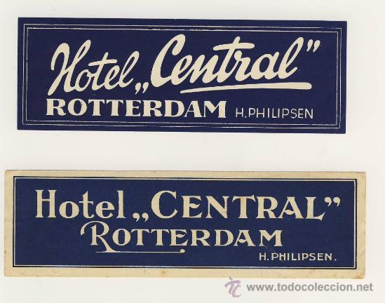 Etiquetas antiguas: Etiqueta Hotel   -  HOTEL  CENTRAL-ROTTERDAN-HOLANDA- JUEGO DE DOS PIEZAS