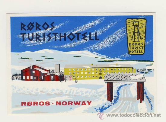 Etiquetas antiguas: Etiqueta Hotel - NORUEGA - HOTEL ROROS-ROROS- MEDIDAS 70 X 105 mm -