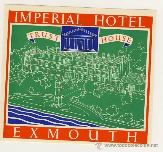 Etiquetas antiguas: Etiqueta Hotel   -  HOTEL  IMPERIAL -EXMOUTH-  INGLATERRA -