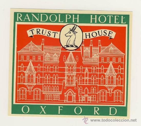 Etiquetas antiguas: Etiqueta Hotel   -  HOTEL  RANDOLPH- OXFORD-  INGLATERRA -