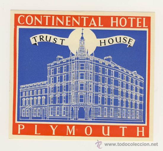 Etiquetas antiguas: Etiqueta Hotel   -  HOTEL  CONTINENTAL- PLYMOUTH-  INGLATERRA -