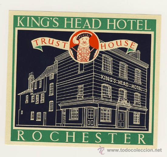 Etiquetas antiguas: Etiqueta Hotel - HOTEL KING&acute;S HEAD- PAIIGNTON- INGLATERRA -