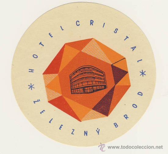 Etiquetas antiguas: Etiqueta Hotel - HOTEL GRAN CRISTAL- ZELEZN&Yacute; BROD-CSSR- CHESCOLOVAQUIA- ILUSTRACION