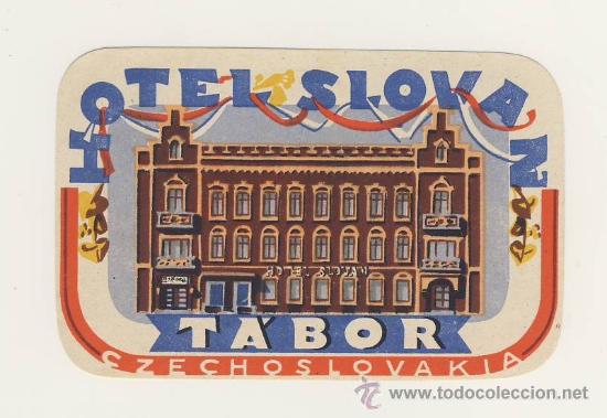 Etiquetas antiguas: Etiqueta Hotel   -  HOTEL  - SLOVAN-TA&acute;A BOR -CESKE- CHESCOLOVAQUIA-ilustracion