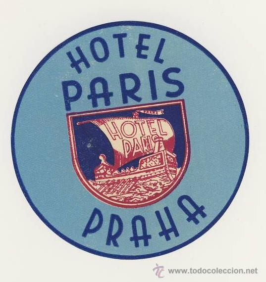 Etiquetas antiguas: Etiqueta Hotel   -  HOTEL PARIS - PARIS- CHESCOLOVAQUIA - ILUSTRACION-