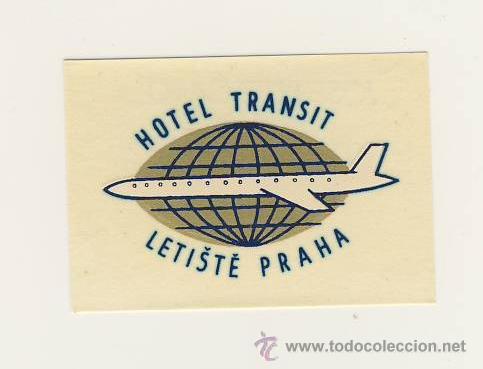 Etiquetas antiguas: Etiqueta Hotel - HOTEL TRANSIT- LETISTE PRAGA- CHESCOLOVAQUIA - ILUSTRACION-