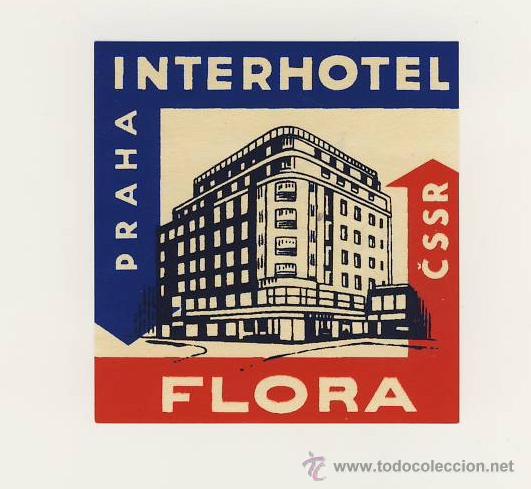 Etiquetas antiguas: Etiqueta Hotel- CHESCOLOVAQUIA -HOTEL INTERHOTEL FLORA- PRAHA- CSSR-62X6-