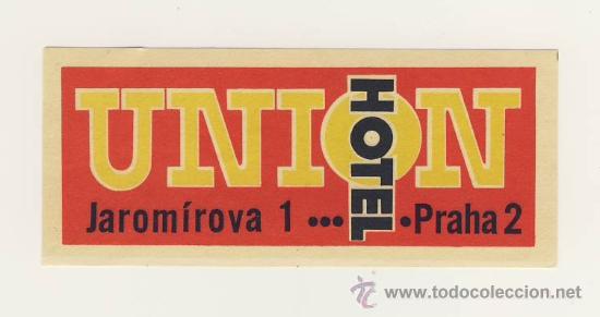 Etiquetas antiguas: Etiqueta Hotel   -  HOTEL  IUNION-   PRAHA- CSSR-CHESCOLOVAQUIA -