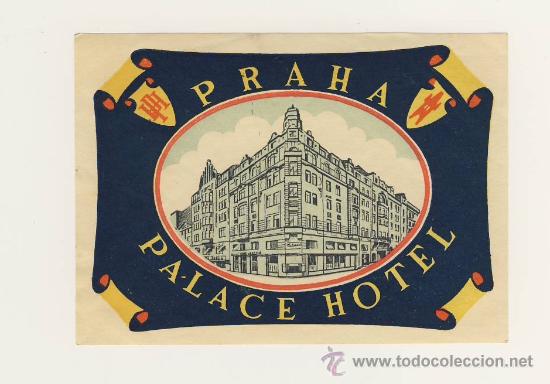 Etiquetas antiguas: Etiqueta Hotel   -  HOTEL  PALAS-   PRAHA- CSSR-CHESCOLOVAQUIA - ILUSTRACION-MEDIDAS  DIAMETRO 85