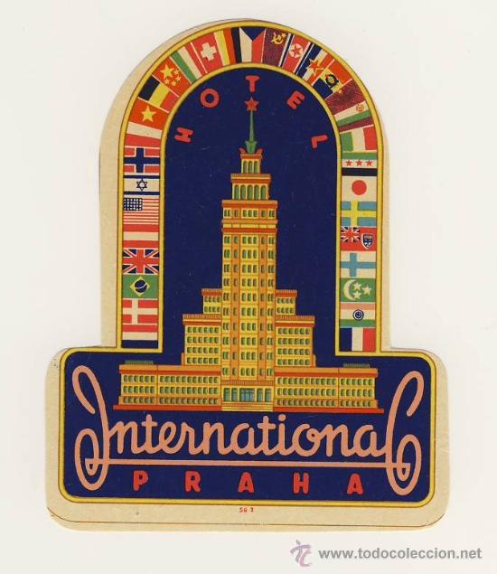 Etiquetas antiguas: Etiqueta Hotel - CHESCOLOVAQUIA - HOTEL INTERNATIONAL- PRAHA- CSSR--MEDIDAS IRREGULARES 120X795