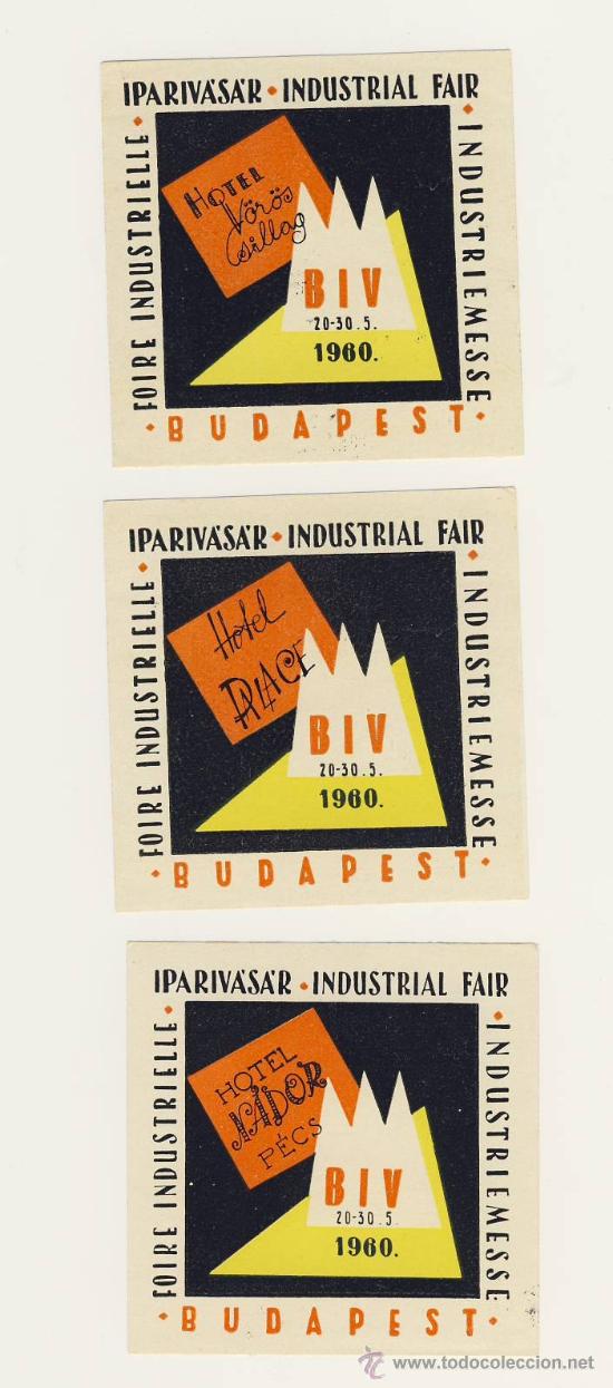 Etiquetas antiguas: Etiqueta Hotel - HOTEL PALACE- BUDAPEST-HUNGRIA- ILUSTRACIONE-  3 PIEZAS IDENT.