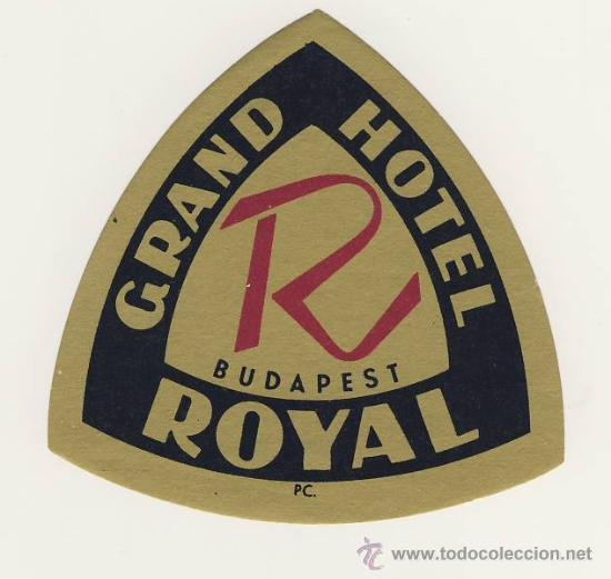 Etiquetas antiguas: Etiqueta Hotel   -  HOTEL  ROYAL-  BUDAPEST-HUNGRIA- MEDIDAS  IRREGULAR  90 mm