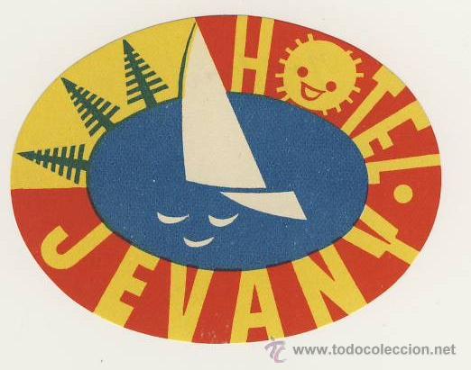 Etiquetas antiguas: Etiqueta Hotel    -  YUGOSLAVIA  HOTEL  JEVANI- - ILUSTRACION-MEDIDAS  OVAL 82   mm