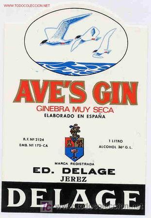 Etiquetas antiguas: ETIQUETA GINEBRA AVE'S GIN EA16