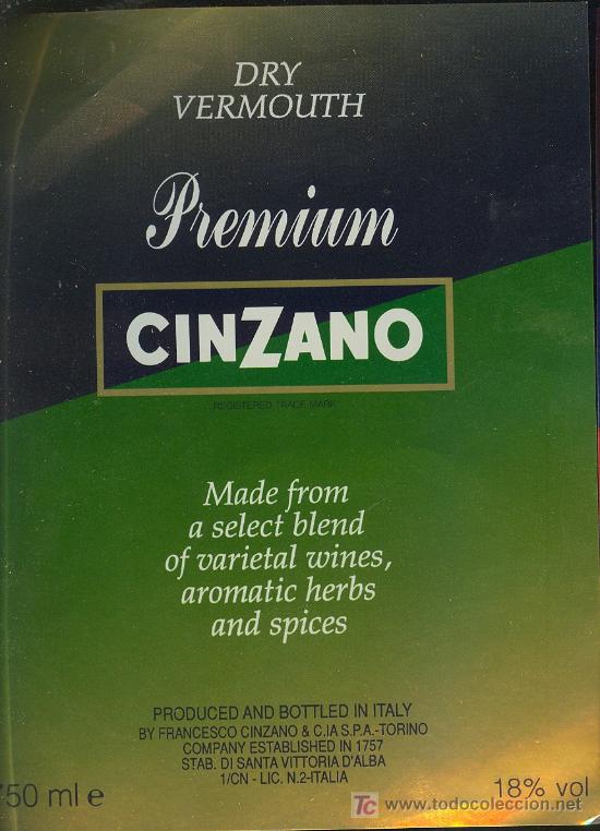 Etiquetas antiguas: ETIQUETA CINZANO - Foto 1