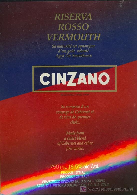 Etiquetas antiguas: ETIQUETA CINZANO - Foto 1
