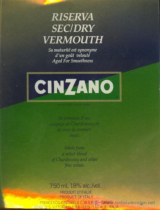 Etiquetas antiguas: ETIQUETA CINZANO - Foto 1