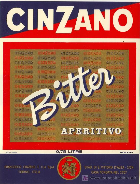 Etiquetas antiguas: ETIQUETA CINZANO - Foto 1