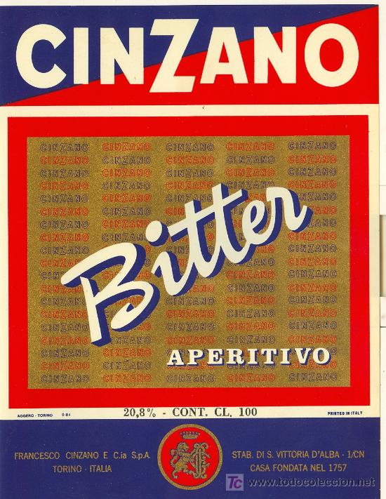 Etiquetas antiguas: ETIQUETA CINZANO - Foto 1