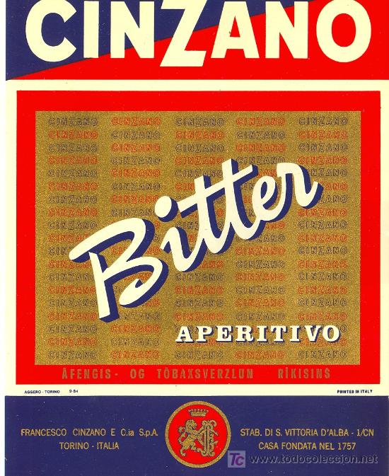Etiquetas antiguas: ETIQUETA CINZANO - Foto 1