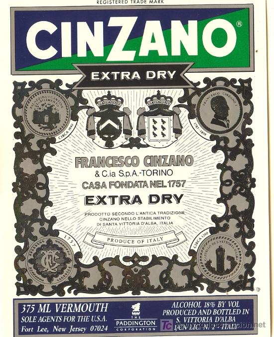 Etiquetas antiguas: ETIQUETA CINZANO - Foto 1