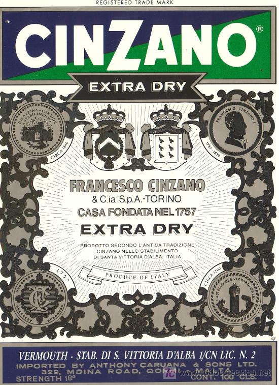 Etiquetas antiguas: ETIQUETA CINZANO - Foto 1