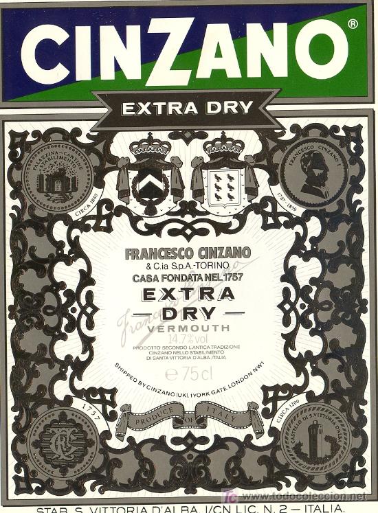 Etiquetas antiguas: ETIQUETA CINZANO - Foto 1