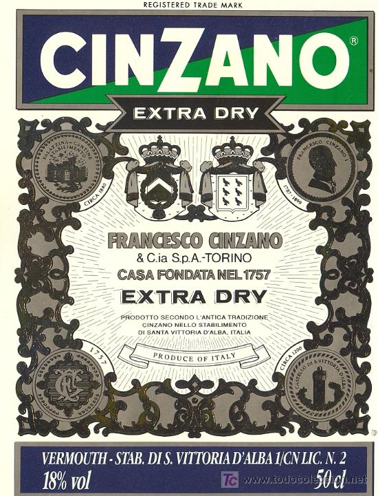 Etiquetas antiguas: ETIQUETA CINZANO - Foto 1