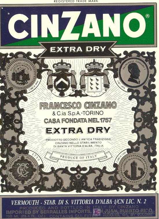 Etiquetas antiguas: ETIQUETA CINZANO - Foto 1