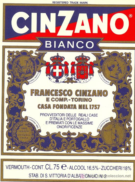 Etiquetas antiguas: ETIQUETA CINZANO - Foto 1
