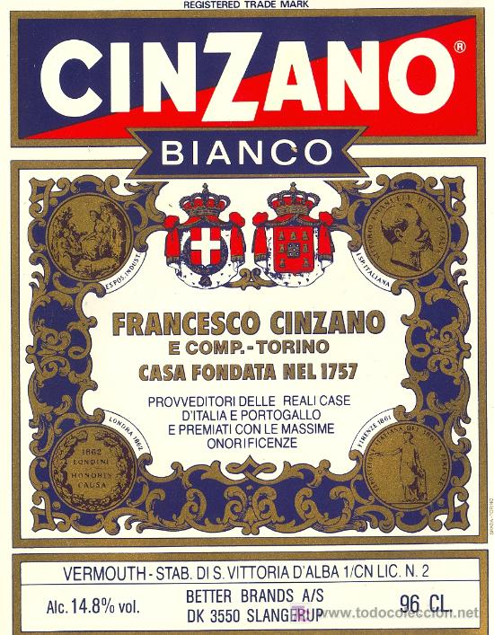 Etiquetas antiguas: ETIQUETA CINZANO - Foto 1